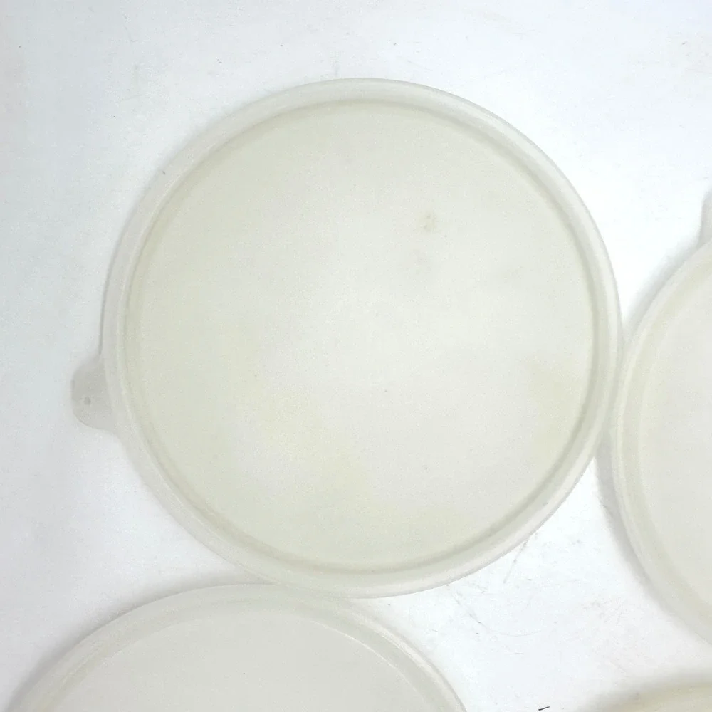 Tupperware Replacement Lids 4 Pack 800-48 Sheer White Round Plastic Vintage